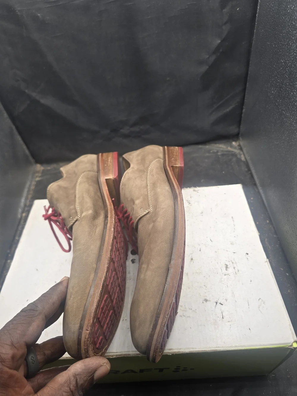 Cole Haan Brown Suede Derby Shoes with Red Laces